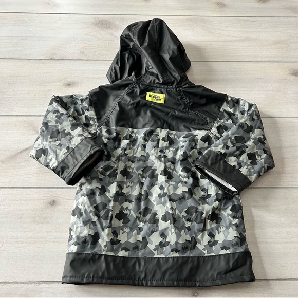 Western Chief Black Gray Yellow Kids Batman Waterproof Snap Raincoat - Picture 6 of 6
